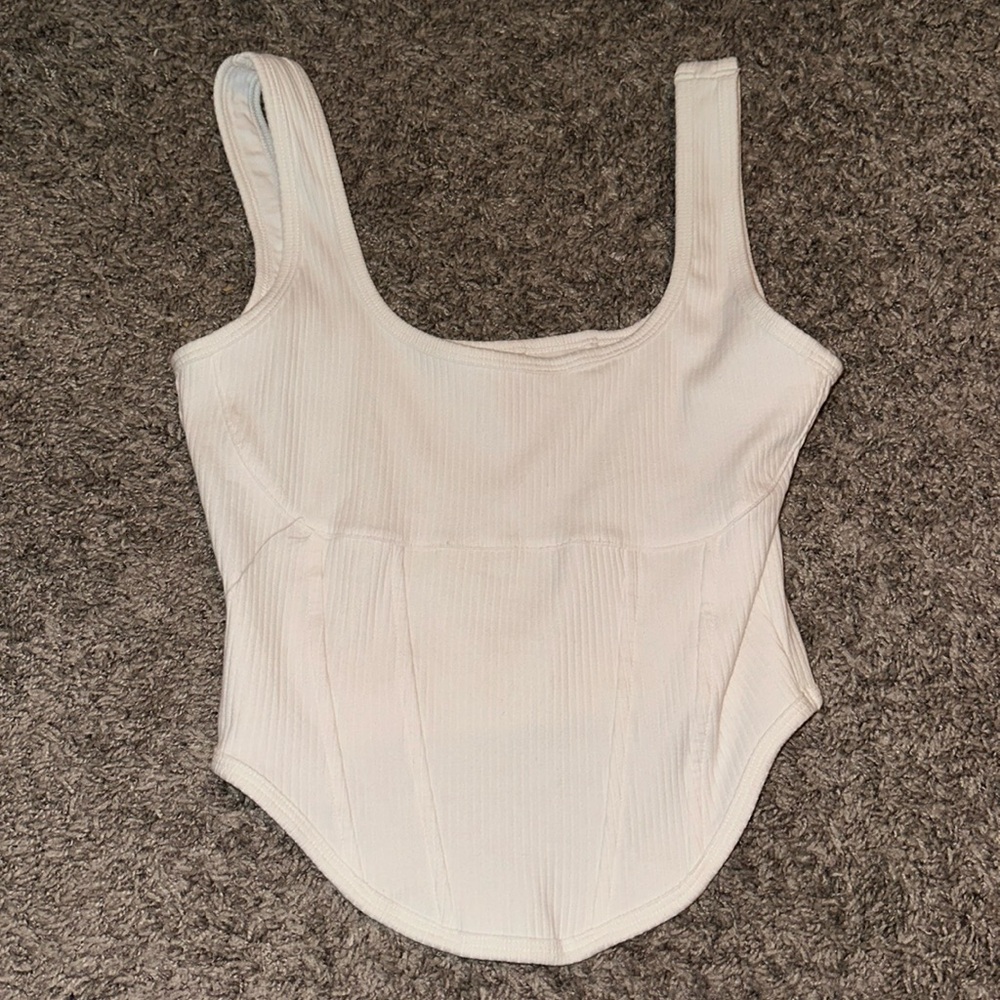 White, Medium, White Half Corset Top